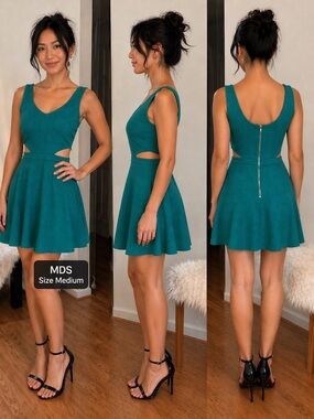 MDS Teal Cutout Fit & Flare Dress Size Medium